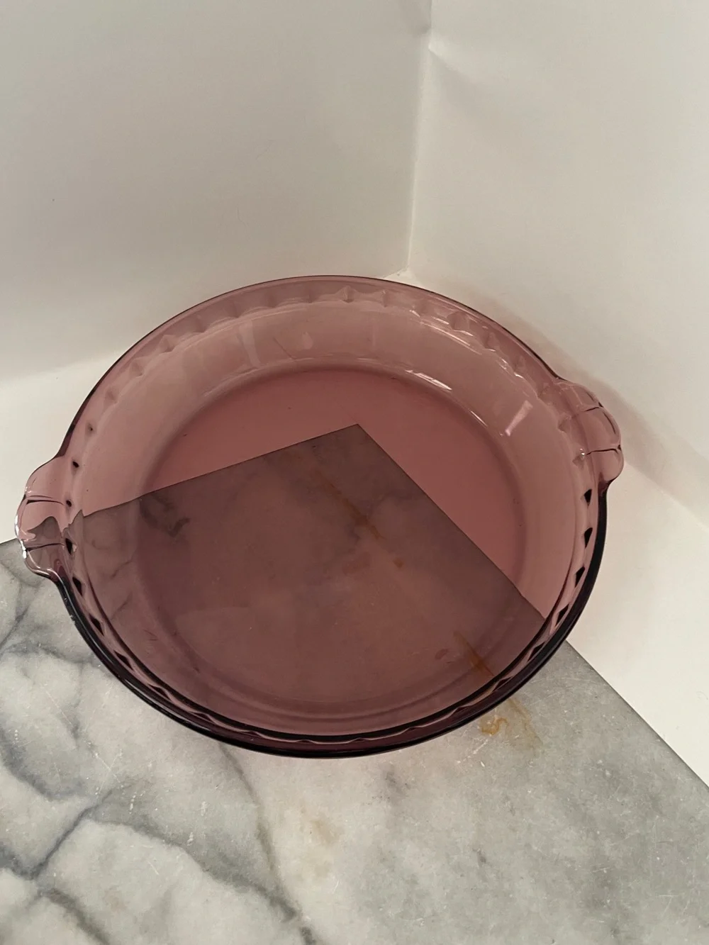 Vintage Pyrex Pie Pan Cranberry Purple Glass 10”x 1.5